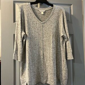 Christopher & Banks Heather Gray V-Neck Top